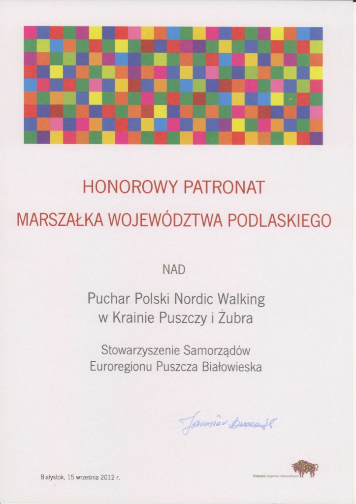 Honorowy Patronat Marszałka Województwa Podlaskiego